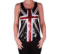 Eye Catch - Brittania Union Jack UK Flagge Pailletten Träger Top, blau, small