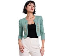 Eye Catch Damen Kurzjacke Blazer Cropped - Figurbetonte Bolero Jacke mit Goldknöpfen, Military Stil, Stretch Jersey, Eleganter kurzer Blazer Damen