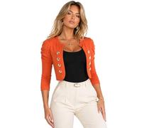 Eye Catch Damen Kurzjacke Blazer Cropped - Figurbetonte Bolero Jacke mit Goldknöpfen, Military Stil, Stretch Jersey, Eleganter kurzer Blazer Damen