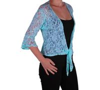 Eye Catch - Darcey Damen Pailletten Cardi Tie Shrug Lace Strickjäckchen Bolero Top Frauen Turkis Plus Size 40-42