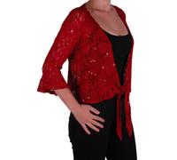 Eye Catch - Darcey Damen Pailletten Cardi Tie Shrug Lace Strickjäckchen Bolero Top Frauen Wein Plus Size 40-42