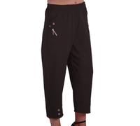 Eye Catch - Frauen Capri Crop Pants Stretch Flexi Plus Sizes Damen 3/4 Hose Schwarz Size 46