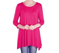 Eye Catch - Reva Damen Runder Ausschnitt Frauen 3/4 Ärmel Tunika Oberteile Bluse
