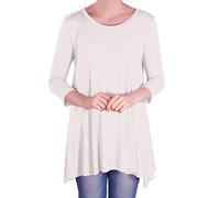 Eye Catch - Reva Damen Runder Ausschnitt Frauen 3/4 Ärmel Tunika Oberteile Bluse Weiß Size 22-24