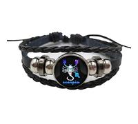 EYHOOKE Armband Leder Herren,Sternbild-Armband für Männer, Vintage-Lederarmband, Verstellbares Klassisches Mehrlagiges Geflochtenes Lederarmband, Geschenk für Vater, Freund, Ehemann, Skorpion