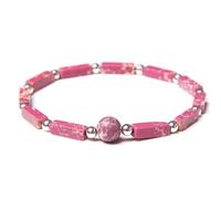 EYHOOKE Stein Armband Damen,Natürliche Quadratische Streifen Rosenstein Perlen Armbänder,Stretch Edelstein Armband,Schutz Spirituelles Amulett Glücksbringer Armbänder Geschenke Für Männer Frauen