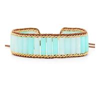 EYHOOKE Stein Armband Damen,Zylindrisches, Mattes Amazonit-Armband, Verstellbares Geflochtenes Boho-Armband, Yoga-Energie-Perlenarmband, Schmuck Für Männer Und Frauen