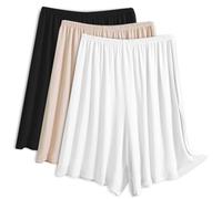 EYNDYN 3er-Pack Damen-Shorts, halbe Slip-Shorts für Unterkleider, Pettipants, Culotte-Shorts, geteilter Rock, Hautfarben, Schwarz, Weiß, M