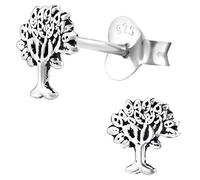 EYS JEWELRY Damen Ohrringe Baum des Lebens 925 Sterling Silber oxidiert 6 x 6 mm Lebensbaum Ohrstecker Damenohrringe Damenohrstecker