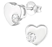 EYS JEWELRY Damen Ohrringe Herz 925 Sterling Silber Zirkonia weiß 7 x 8 mm Ohrstecker Damenohrringe Damenohrstecker