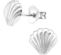 EYS JEWELRY Damen Ohrringe Muschel 925 Sterling Silber 6 x 7 mm Ohrstecker Jakobsmuschel Damenohrringe Damenohrstecker