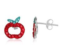 EYS JEWELRY Ohrstecker Damen Apfel Äpfel 925 Sterling Silber Preciosa Elements Glitzer Kristalle rot Damen-Ohrringe