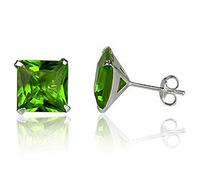 EYS JEWELRY Ohrstecker Damen eckig 925 Sterling Silber Zirkonia peridot-grün Damen-Ohrringe