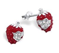 EYS JEWELRY Ohrstecker Damen Erdbeeren 925 Sterling Silber Zirkonia rot Damen-Ohrringe