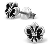EYS JEWELRY Ohrstecker Damen Lilie 'Fleur de Lys Lis' 925 Sterling Silber oxidiert Damen-Ohrringe