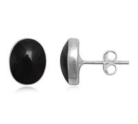 EYS JEWELRY Ohrstecker Damen Oval 925 Sterling Silber Perlmutt Muschel schwarz Damen-Ohrringe
