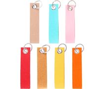 Ezranova Packung von 7 Filz Schlüsselanhänger, 13 x 3 cm Blank mit Edelstahl Ring für DIY Dekoration Handwerk Taschen (Rot, orangerot, gelb, beige, himmelblau, pink, braun)