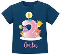 EZYshirt® Geburtstag Baby | 2. Geburtstag niedliche Tiere feiern die erste Geburtstags Party Body | T-Shirt | Pullover aus Reiner 100% Bio Baumwolle