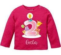 EZYshirt® Geburtstag Baby | 2. Geburtstag niedliche Tiere feiern die erste Geburtstags Party Body | T-Shirt | Pullover aus Reiner 100% Bio Baumwolle