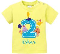 EZYshirt® Geburtstagsgeschenk Baby | 2. Geburtstag niedliche Tiere feiern die zweite Geburtstags Party Body | T-Shirt | Pullover aus Reiner 100% Bio Baumwolle