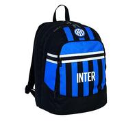 F.C. Inter Seven Rucksack für die Schule, Fußball-Football Genius, schwarz und blau, mit Trinkflaschenhalter, Rucksack für Grund- und Mittelschule, Kinder und Jugendliche, Schwarz, Taglia unica,