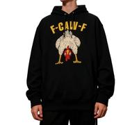 F-Caw-F Lustige Hühner Humor Kapuzenpullover Schwarz, F-Caw-F-Zitat Hahn Meme Pullover-Hoodie, Humorvoll, Herbst-zu-Winter-Baumwolle, Lässiger Langarmpullover, Für Pendeln, Reisen, Schule, Paar