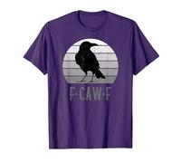 F-Caw-F Schwarze Krähe Retro-Mond Vintage F-Caw-F T-Shirt, Herren, Violett, XL