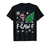 F-CAW-F Weihnachtskrähe Santa Hut Feiertag Rabe Herren Damen T-Shirt