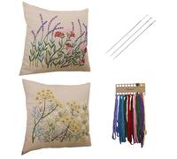 F Fityle 2 Set Stick DIY Stickerei bezug mit Blumenmuster für Anfänger schneidern