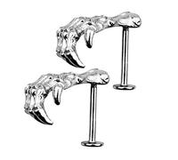 F Fityle 2xFrauen Schädel Hand Lip Schmuck Punk Gerippe Lip Labret