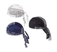 F Fityle 3 Herren Turban Soft Cotton Chemo Kopftuch Schädel Hut Schwarz