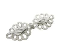 F Fityle Chinesischer Knoten-Frosch-Knopf, chinesischer Verschlussknopf, chinesischer Frosch-Verschluss, handgefertigter Knopf für Outfit, Kostüme, Silber