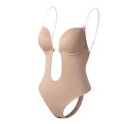 F Fityle Damen mit tiefem V-Ausschnitt, Bodysuit, U-Ausschnitt, Bügel-BH, für Brautkleider, Hautfarbe, m