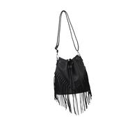 F Fityle Damen-Tasche im Bucket-Bag-Stil mit Quasten, ideal zum Einkaufen, für Urlaub und Outdoor-Aktivitäten, Schwarz