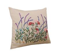 F Fityle Flower Latch Hook Kits Anfänger, Stick Starter Kits mit Muster für Kissenbezug, Kissenbezug, 42 X 42 cm, Lavendel