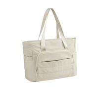 F Fityle Frauenhandtaschen -Laptop -Einkaufstasche mit Yogamatte Leicht mit Reißverschluss großer Kapazität für das Pendeln von Dating -Arbeitsferien mit, Beige