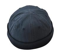 F Fityle Herren Bikermütze Dockercap Baumwolle Seemannsmütze Wintermütze Beanie Sommermütze Hafenmütze Fischermütze Umschlagmütze, Blau, 54-58cm