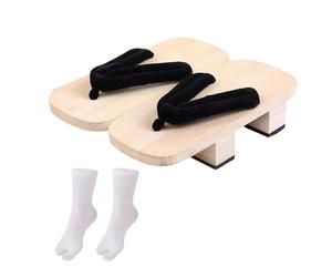 F Fityle Japanische Holzclogs, Japan-Schuhe Geta für Männer und Frauen, Flip-Flops, traditionelle Indoor-Outdoor-Schuhe, Hausschuhe, Sandalen, Reisen, Weiß, 42