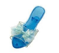 F Fityle Jelly-Sandalen für Mädchen, Kinderabsätze, Verkleidungsschuhe für größere, Glitzernde, modische, durchsichtige Hausschuhe, Prinzessinnenschuhe, Blau