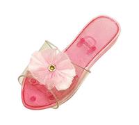 F Fityle Jelly-Sandalen für Mädchen, Kinderabsätze, Verkleidungsschuhe für größere, Glitzernde, modische, durchsichtige Hausschuhe, Prinzessinnenschuhe, Rosa