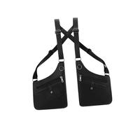 F Fityle Praktische Schultertasche aus PU- mit doppeltem Achselbereich für Rucksackreisen, Camping und Wandern, Schwarz