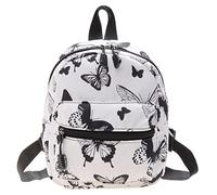 F Fityle Rucksack Damen Klein, Elegant Schultertasche Frauen, Rucksacktasche Cityrucksack, Modisch Tagesrucksack Bunt Stoff, Fashion Daypack für Kaufen Reisen Wandern Büro, Schwarzer Schmetterling