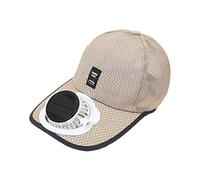 F Fityle Solar-Baseballkappe mit Ventilator, Ventilator Kühler Kappe, Cap mit Lüfter, Solar-Fan-Hut, Baseballmütze Fanmütze, UV-Schutz-Strandhut mit Kühlventilator für Camping Radfahren Laufen, Beige
