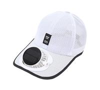 F Fityle Solar-Baseballkappe mit Ventilator, Ventilator Kühler Kappe, Cap mit Lüfter, Solar-Fan-Hut, Baseballmütze Fanmütze, UV-Schutz-Strandhut mit Kühlventilator für Camping Radfahren, Weiß