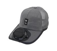 F Fityle Solar-Baseballkappe mit Ventilator, Ventilator Kühler Kappe, Cap mit Lüfter, Solar-Fan-Hut, Baseballmütze Fanmütze, UV-Schutz-Strandhut mit Kühlventilator für Camping Radfahren, Dunkelgrau