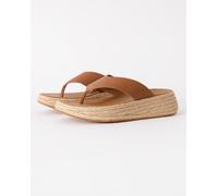 Fitflop Damen F-Mode Espadrille Leather Flatform T/Post Sandale, Deep Tan, 42 EU