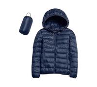 (F-navy,Large)A-womens Casual Lightweight Hooded Down Jacket Packable Puffer Coats Ultra Light Weight Short Down Jacket With Storage Bag
