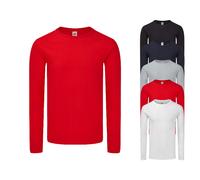 F244 Fruit of the Loom Iconic 150 Classic Langarm T-shirt Red 3XL