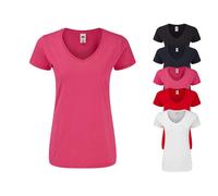 F274 Fruit of the Loom Damen Iconic 150 V-Ausschnitt T-shirt White XS