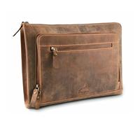 Fa.Volmer ® braune Laptop-Tasche aus echtem Büffel-Leder für MacBooks, Notebooks, Laptops und Tablets bis zu einer Größe von 14″ | Aktentasche A4 | Modell: Riverside